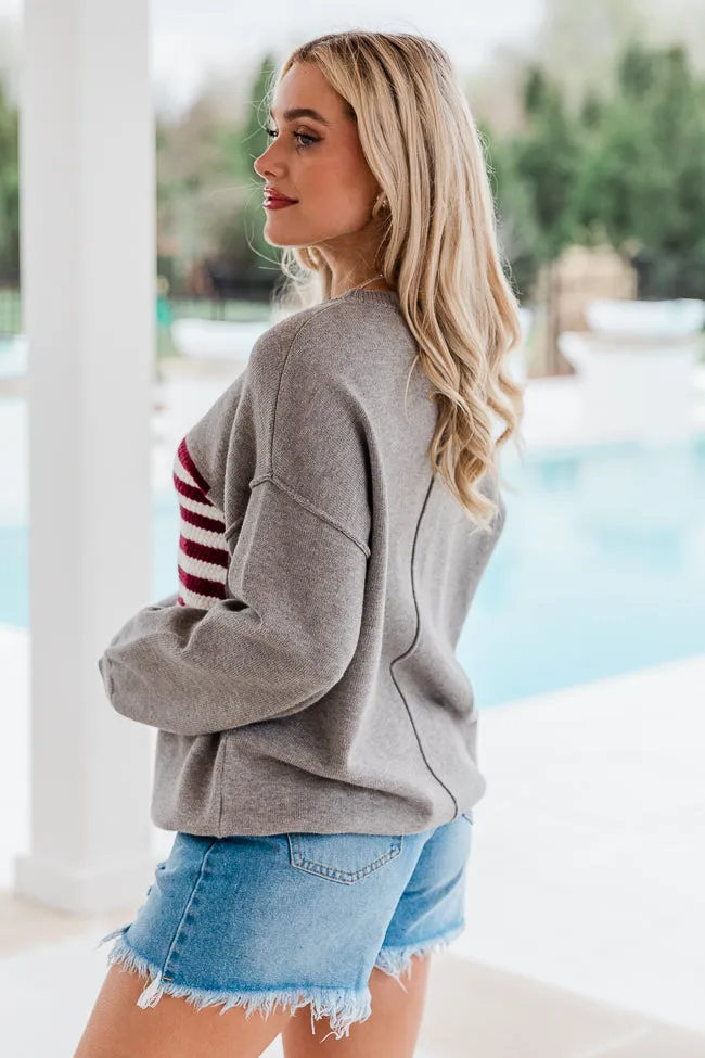 Home Of The Free Grey Textured Flag Sweater sold by Pink Lily product image thumbnail 4