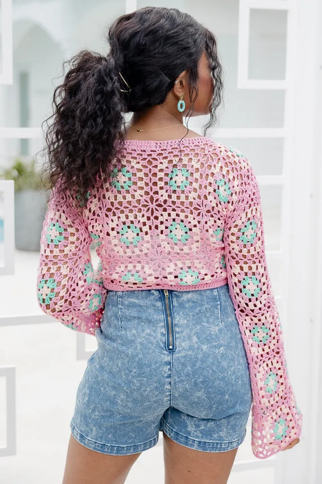 Good To Be Back Pink Crochet Tie Front Top FINAL SALE sold by Pink Lily product image thumbnail 5