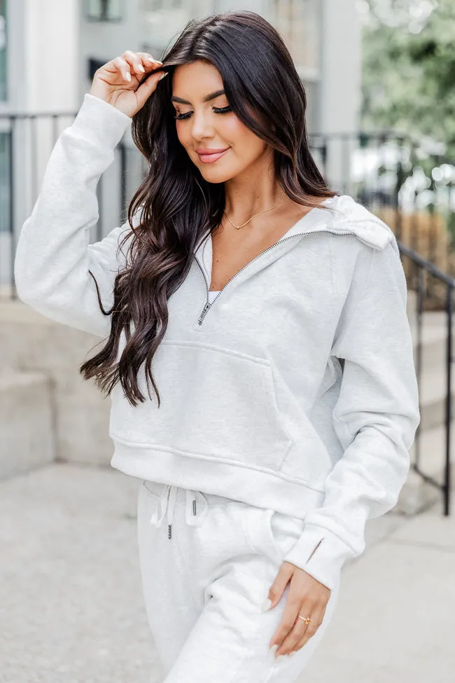 Making It Look Easy Grey Ribbed Shoulder Quarter Zip Pullover FINAL SALE sold by Pink Lily product image thumbnail 4