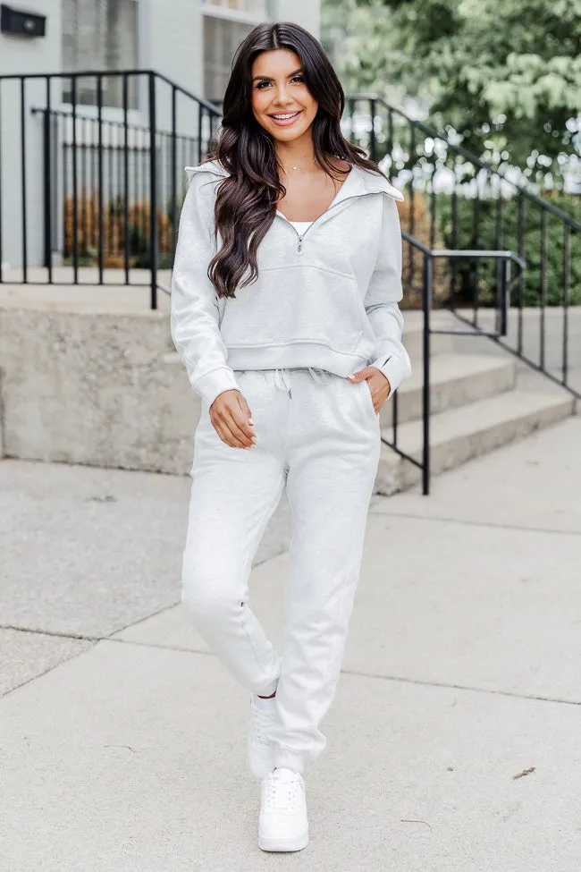 Making It Look Easy Grey Ribbed Shoulder Quarter Zip Pullover FINAL SALE sold by Pink Lily product image thumbnail 2