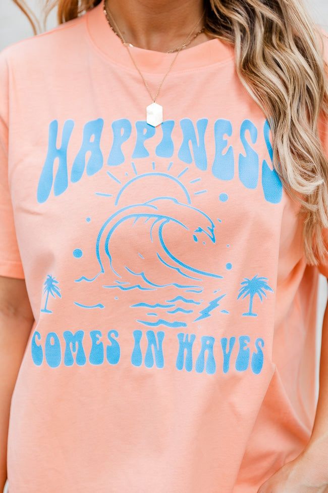 Happiness Comes In Waves Coral Oversized Graphic Tee sold by Pink Lily product image thumbnail 2