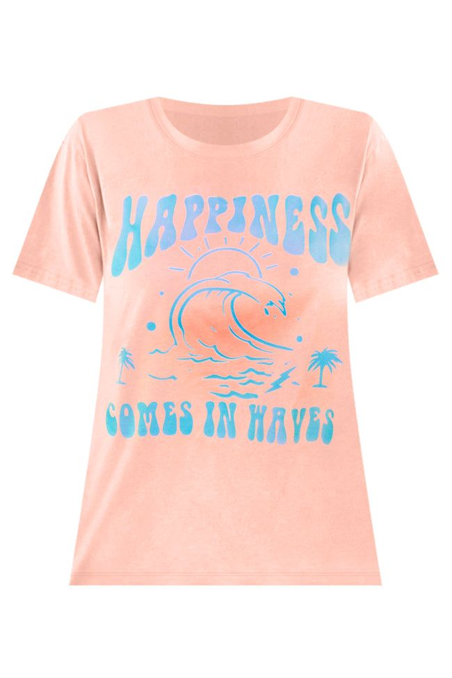 Happiness Comes In Waves Coral Oversized Graphic Tee sold by Pink Lily product image thumbnail 3