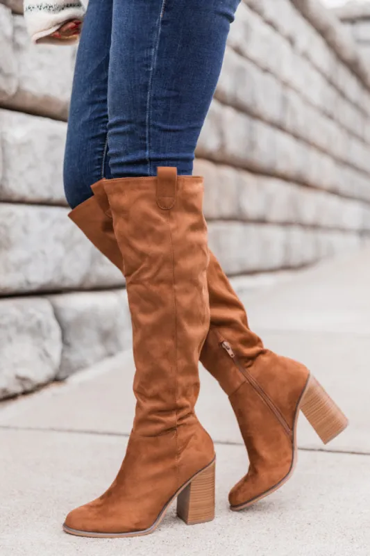 Hadley Brown Tall Suede Knee Boots FINAL SALE sold by Pink Lily