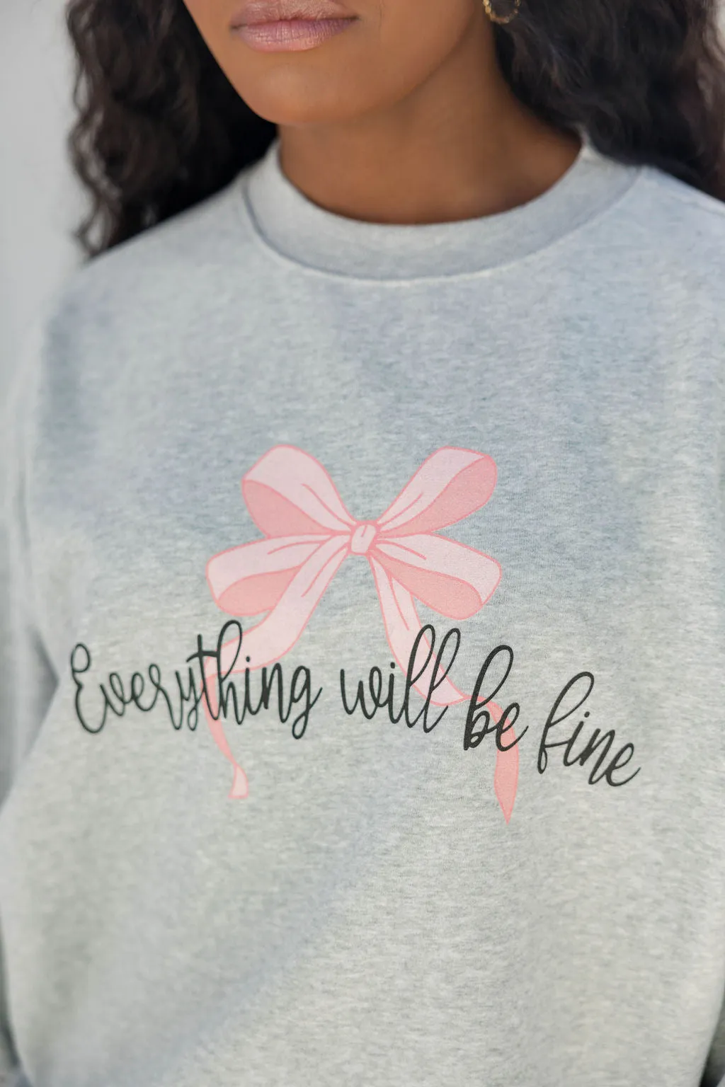 Everything Will Be Fine Light Grey Oversized Graphic Sweatshirt sold by Pink Lily product image thumbnail 3