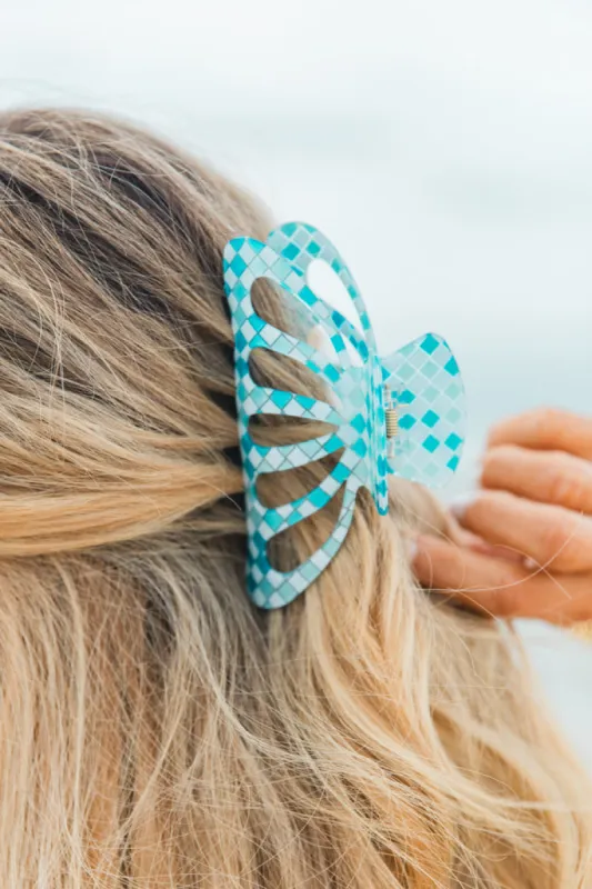 Blue Checkered Hair Clip FINAL SALE sold by Pink Lily