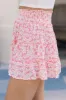 Through The Garden Pink And Ivory Floral Mini Skort Tori X Pink Lily sold by Pink Lily