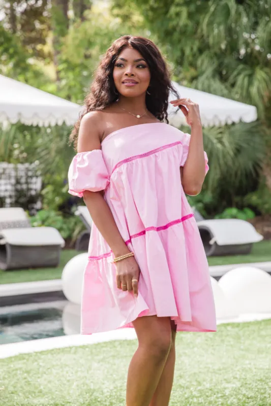 Graceful Beauty Light Pink Asymmetrical Puff Sleeve Mini Dress FINAL SALE sold by Pink Lily