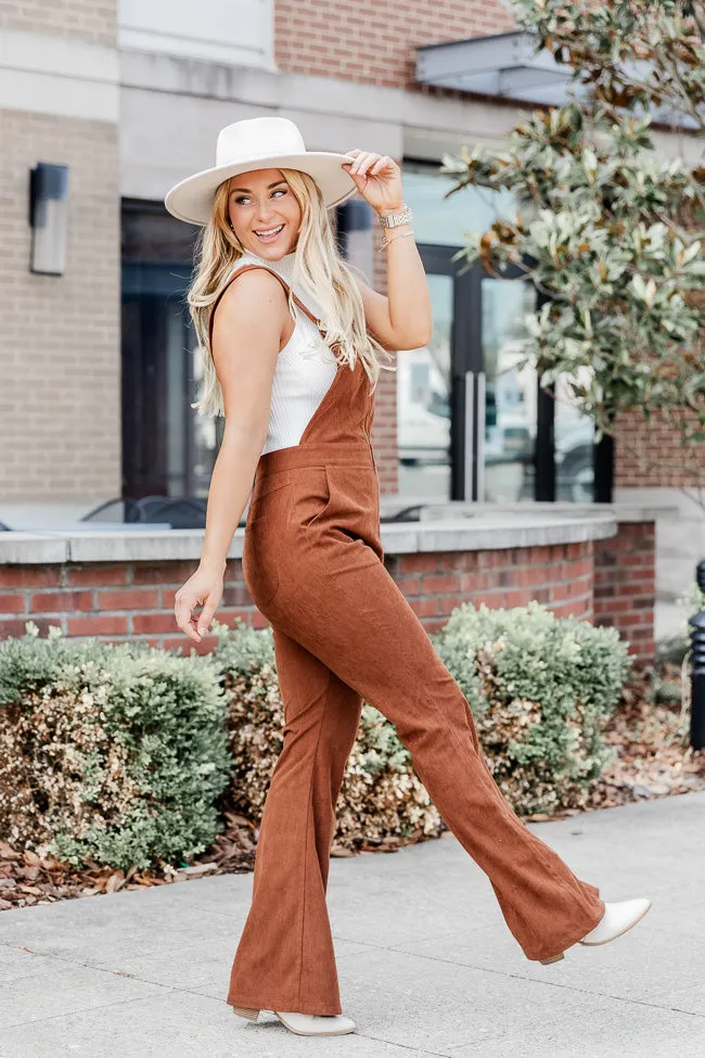 Perfect For You Brown Corded Zip Up Overalls FINAL SALE sold by Pink Lily product image thumbnail 3
