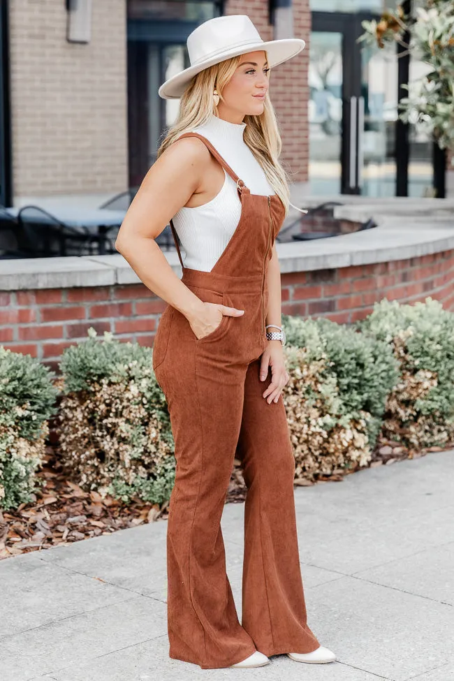 Perfect For You Brown Corded Zip Up Overalls FINAL SALE sold by Pink Lily product image thumbnail 4