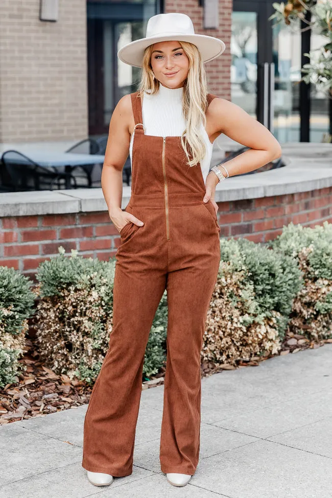 Perfect For You Brown Corded Zip Up Overalls FINAL SALE sold by Pink Lily product image thumbnail 2