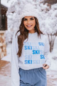 Ski Multi Ash Graphic Sweatshirt sold by Pink Lily