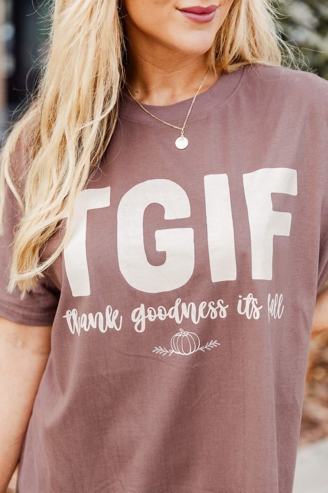 TGIF Mocha Oversized Graphic Tee sold by Pink Lily product image thumbnail 3