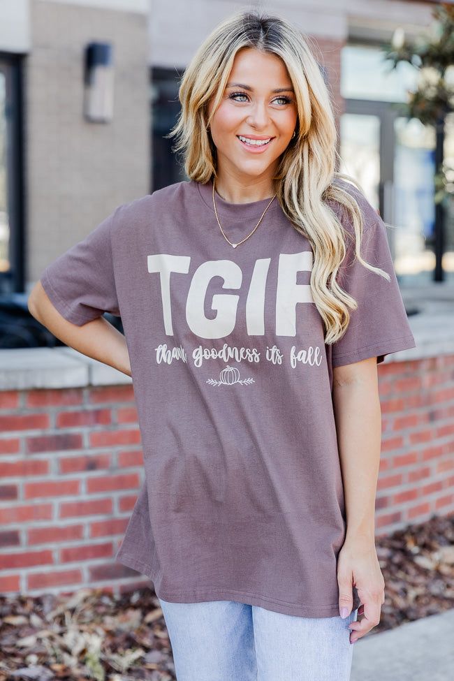 TGIF Mocha Oversized Graphic Tee sold by Pink Lily product image thumbnail 4