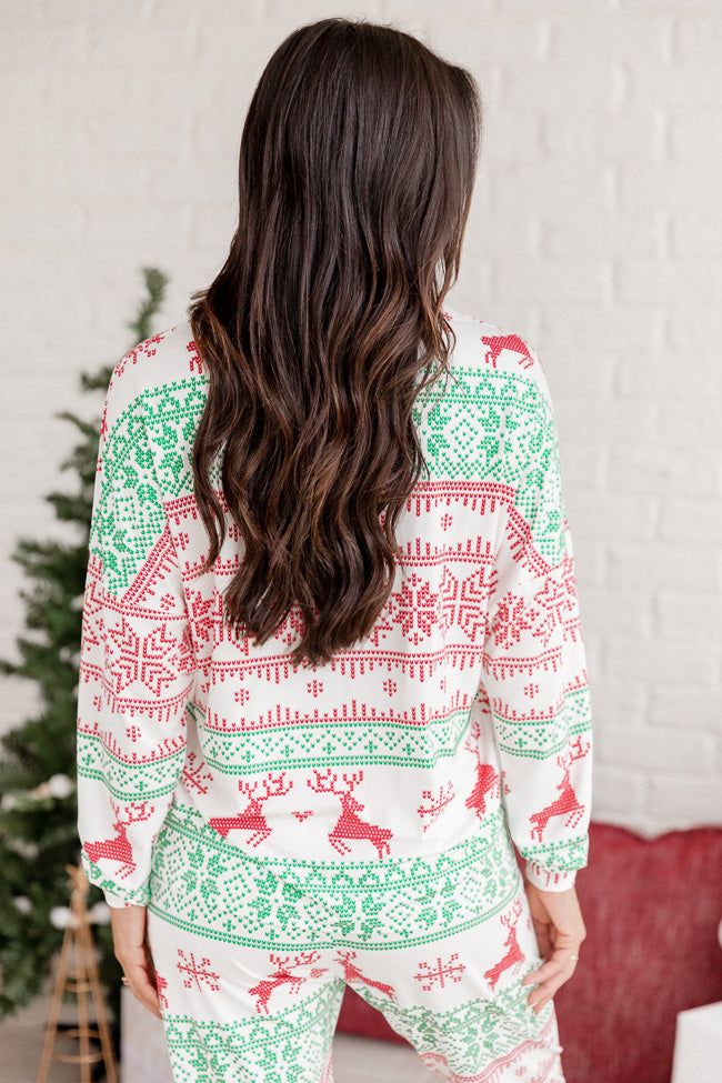 Sleigh All Day Red and Green Fair Isle Pajama Top FINAL SALE sold by Pink Lily product image thumbnail 4