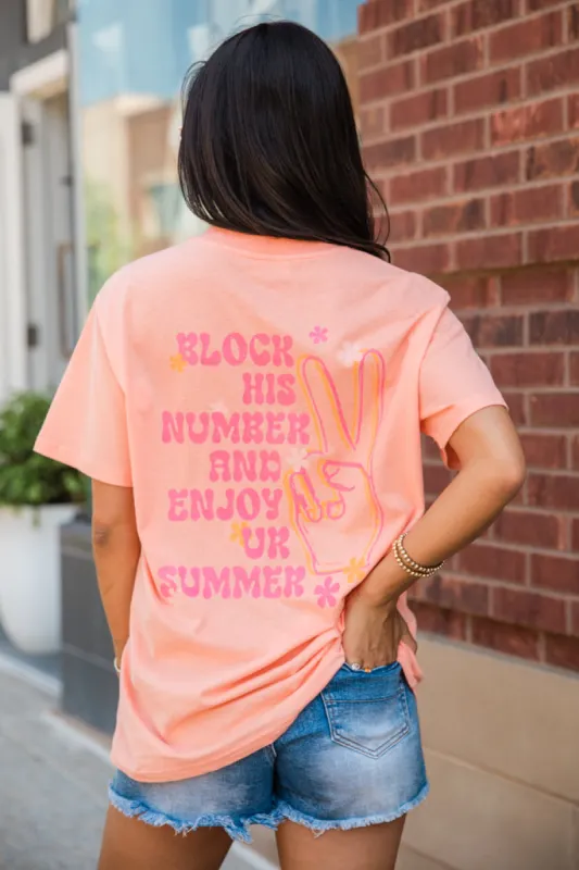 Block His Number Coral Oversized Graphic Tee sold by Pink Lily
