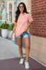 Block This Number Coral Oversized Graphic Tee sold by Pink Lily