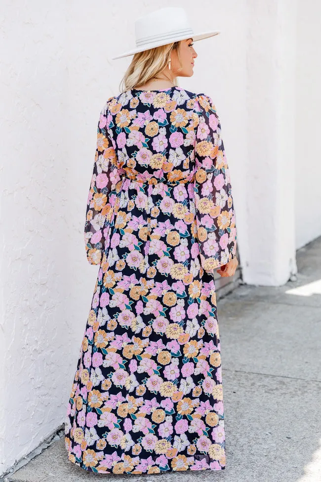 Dance The Night Away Black Multi Floral Long Sleeve Maxi Dress FINAL SALE sold by Pink Lily product image thumbnail 4