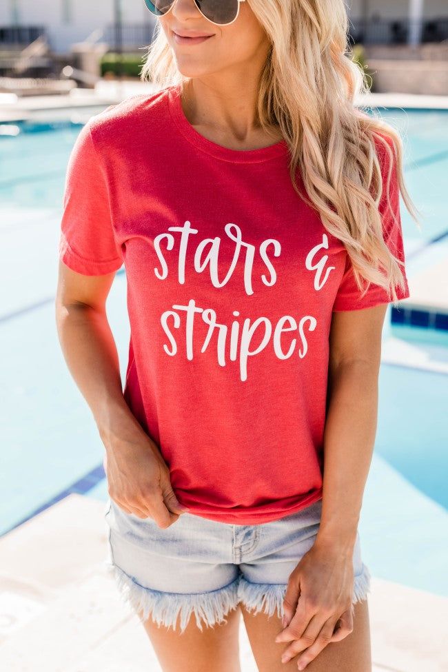 Stars And Stripes Graphic Tee Vintage Red sold by Pink Lily product image thumbnail 5