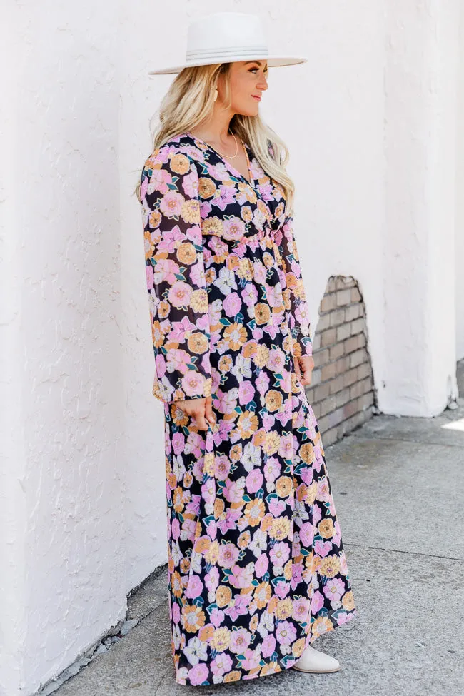 Dance The Night Away Black Multi Floral Long Sleeve Maxi Dress FINAL SALE sold by Pink Lily product image thumbnail 3