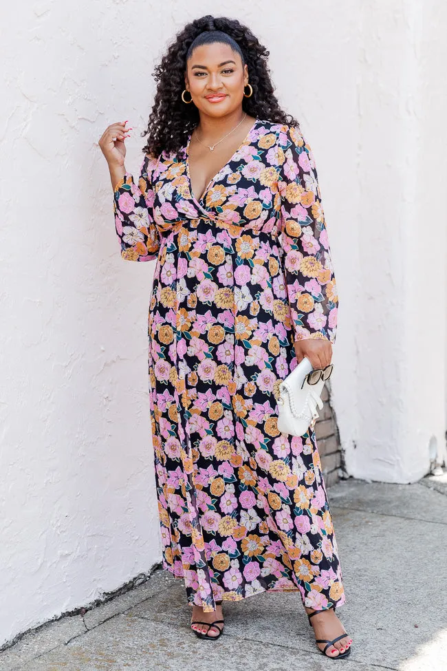 Dance The Night Away Black Multi Floral Long Sleeve Maxi Dress FINAL SALE sold by Pink Lily product image thumbnail 5