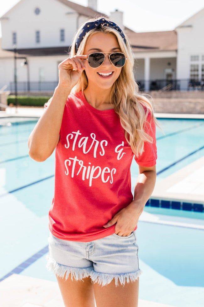 Stars And Stripes Graphic Tee Vintage Red sold by Pink Lily product image thumbnail 4
