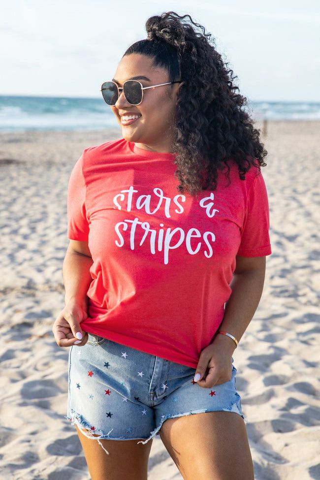 Stars And Stripes Graphic Tee Vintage Red sold by Pink Lily product image thumbnail 2