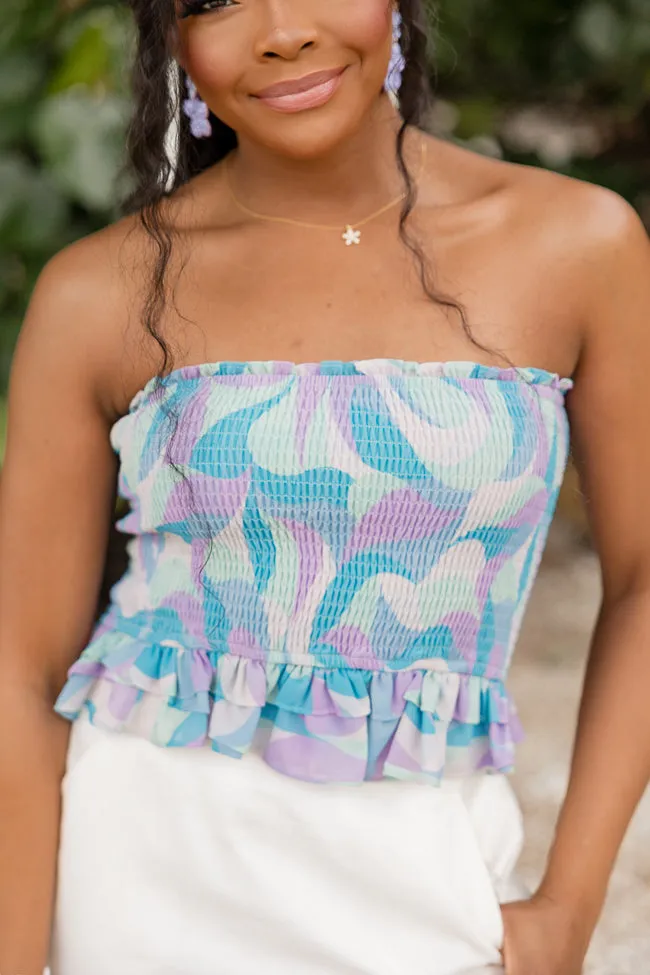 Essence Of Summer In Turquoise Waters Strapless Smocked Top FINAL SALE sold by Pink Lily product image thumbnail 5