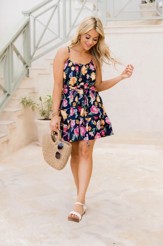 Let's Go Back Navy Blue Floral Mini Dress FINAL SALE sold by Pink Lily