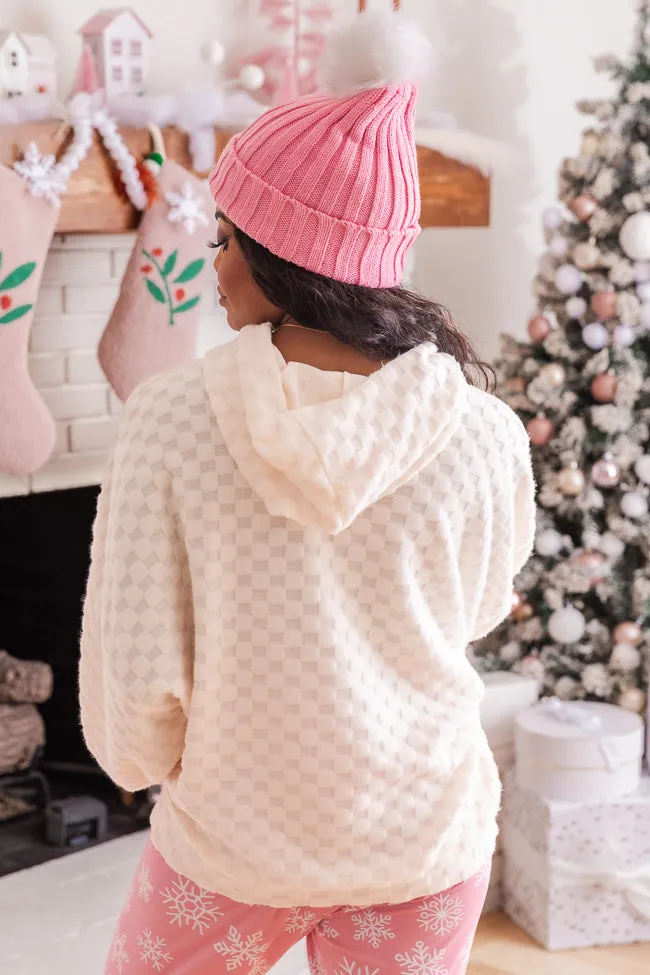 Holding On Ivory Brushed Knit Checkered Hoodie FINAL SALE sold by Pink Lily product image thumbnail 5