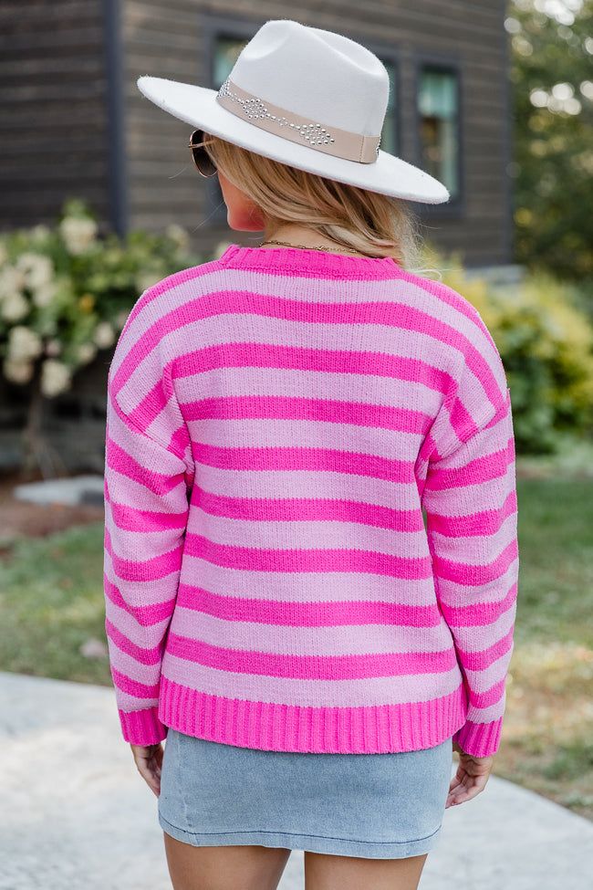 Take Responsibility Pink Chenille Checkered And Striped Sweater sold by Pink Lily product image thumbnail 4