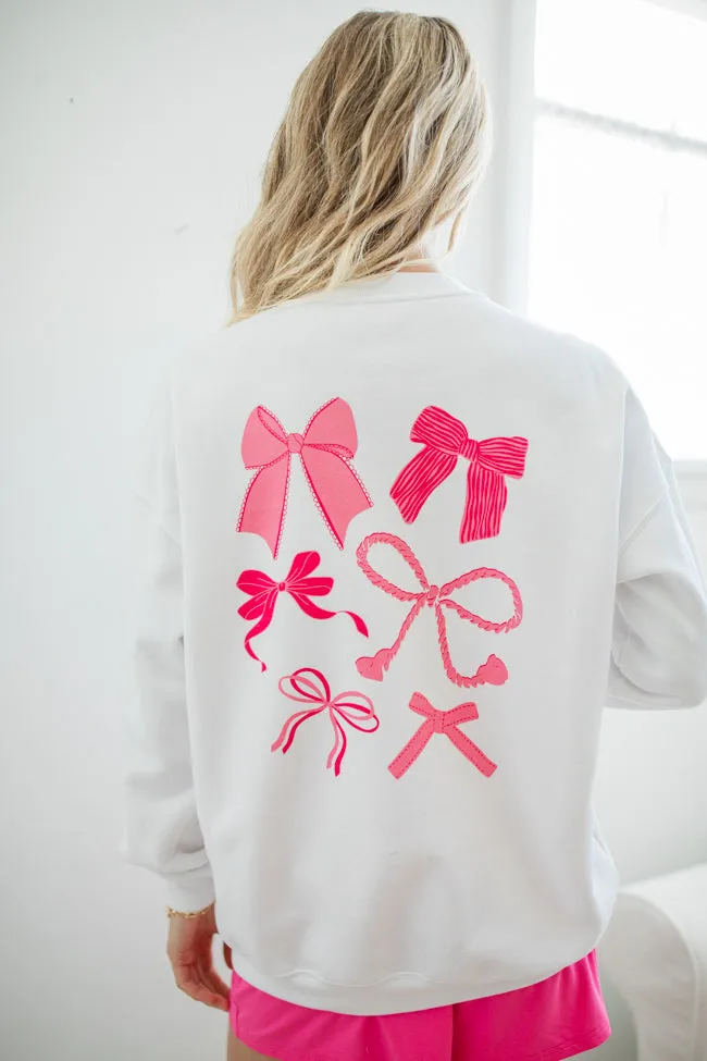 More Bows White Oversized Graphic Sweatshirt SALE sold by Pink Lily