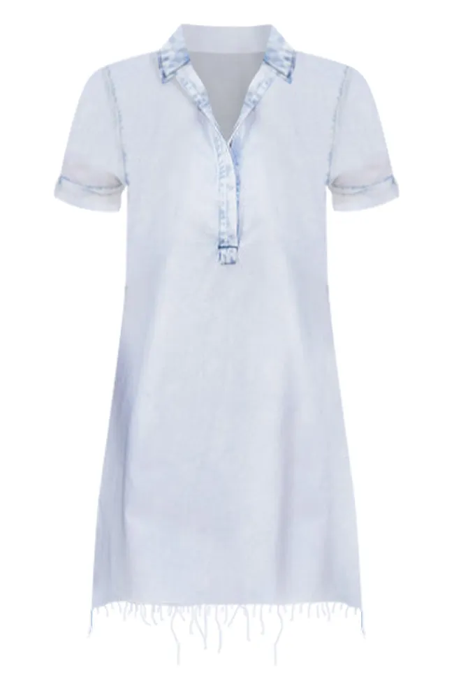 Pretty In Chambray Light Wash Mini Dress FINAL SALE sold by Pink Lily product image thumbnail 5