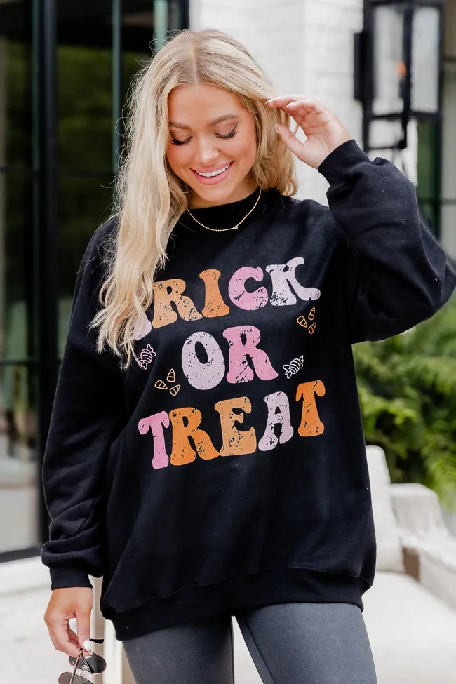 Trick or Treat Black Oversized Graphic Sweatshirt sold by Pink Lily