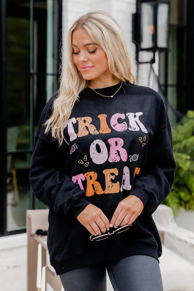 Trick or Treat Black Oversized Graphic Sweatshirt sold by Pink Lily product image thumbnail 3
