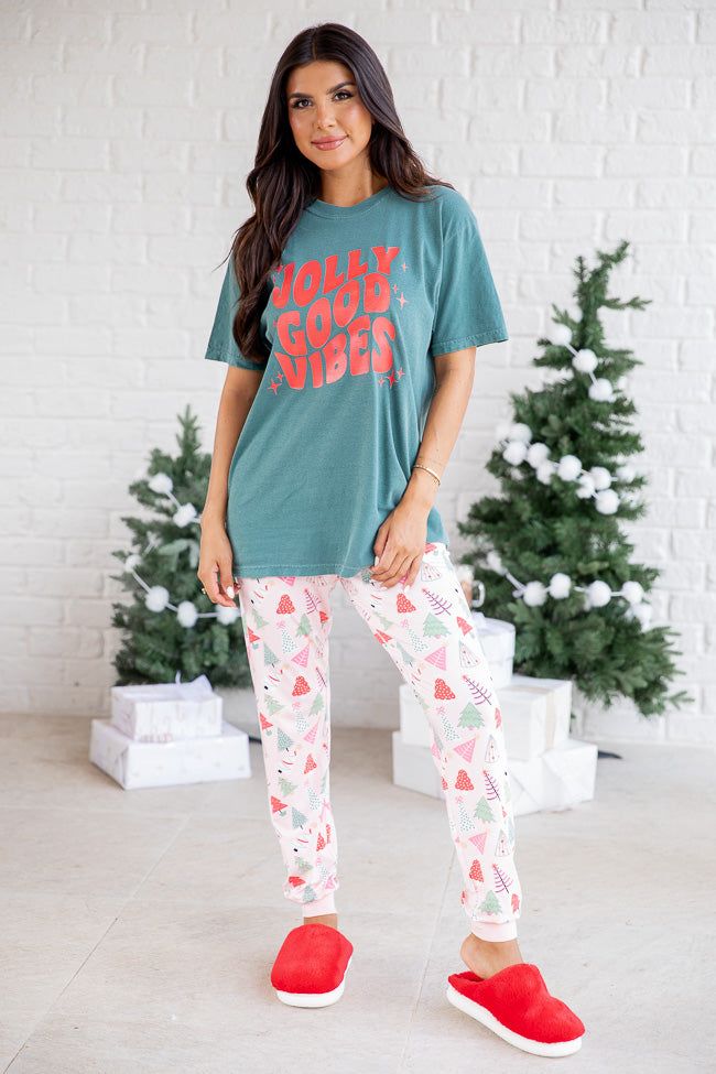 Jolly Good Vibes Dark Green Graphic Tee sold by Pink Lily product image thumbnail 2
