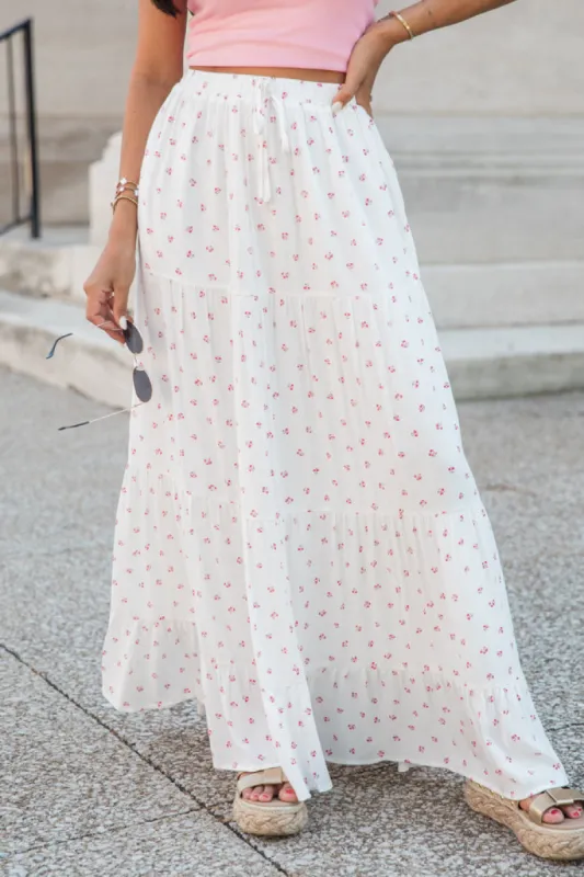 Life Is But A Breeze Ivory And Pink Floral Maxi Skirt sold by Pink Lily