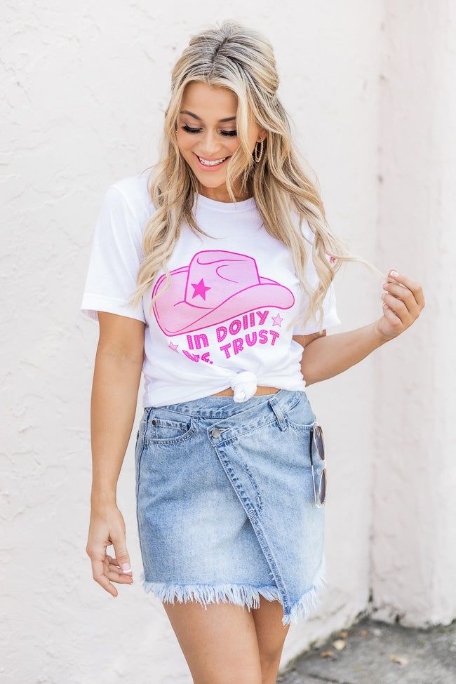 In Dolly We Trust White Graphic Tee sold by Pink Lily product image thumbnail 5