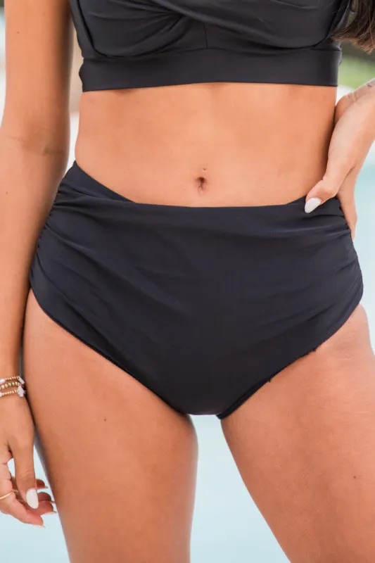 Castaway With Me Black High Waisted Solid Bikini Bottoms FINAL SALE sold by Pink Lily