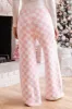 Movies And Chill Fuzzy Pink Checkered Lounge Pants sold by Pink Lily