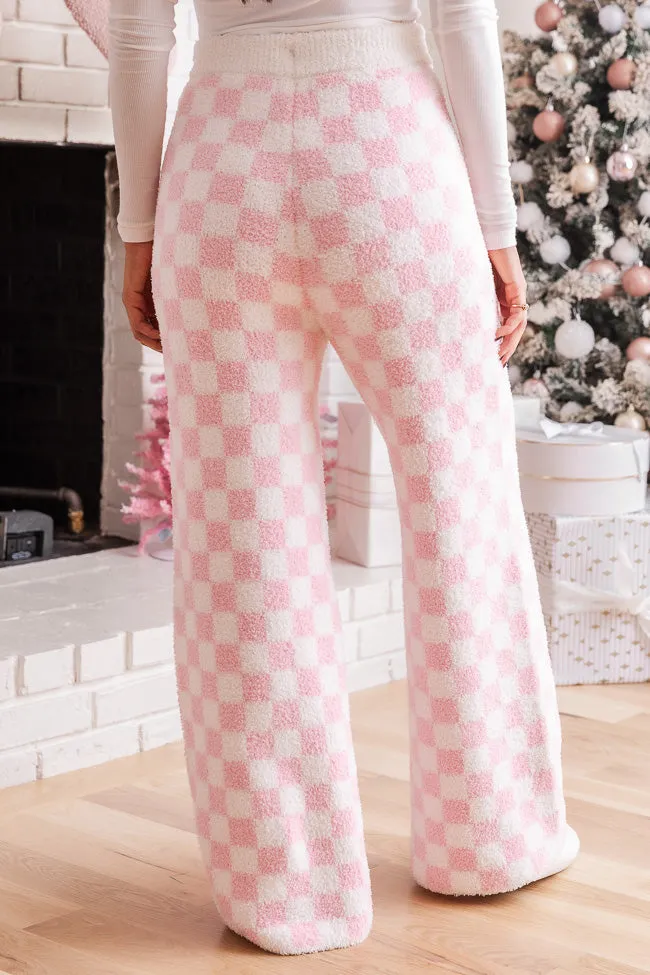 Movies And Chill Fuzzy Pink Checkered Lounge Pants sold by Pink Lily product image thumbnail 4