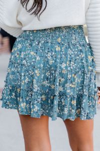 Through The Garden Green Floral Mini Skort sold by Pink Lily