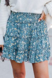 Through The Garden Green Floral Mini Skort sold by Pink Lily