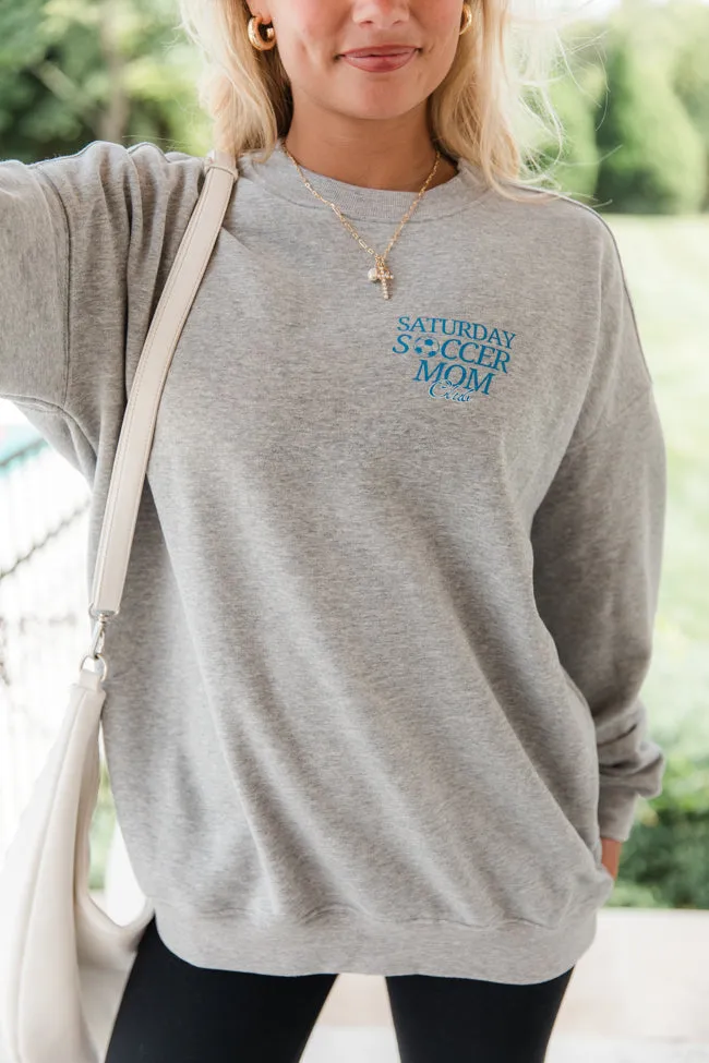 Saturday Soccer Mom Club Light Grey Oversized Graphic Sweatshirt sold by Pink Lily product image thumbnail 3