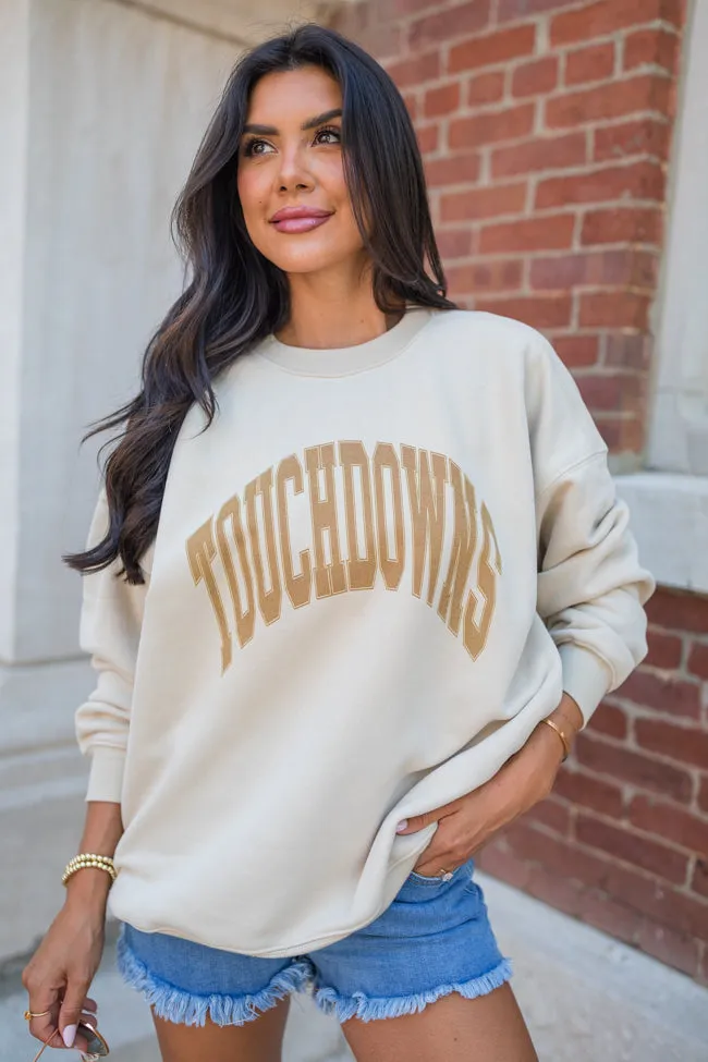 Touchdown Light Tan Oversized Graphic Sweatshirt sold by Pink Lily product image thumbnail 5