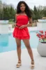 For The Thrill Red Smocked Strapless Romper SALE sold by Pink Lily
