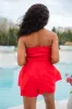 For The Thrill Red Smocked Strapless Romper SALE sold by Pink Lily