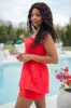 For The Thrill Red Smocked Strapless Romper SALE sold by Pink Lily