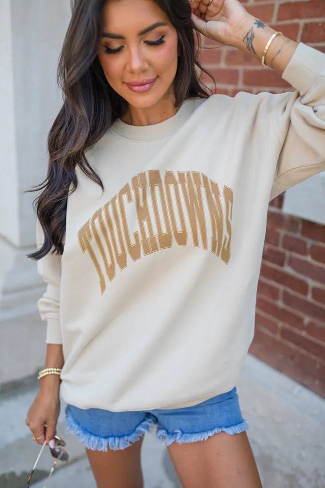 Touchdown Light Tan Oversized Graphic Sweatshirt sold by Pink Lily product image thumbnail 3