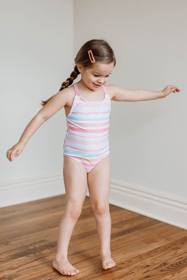 Clearwater Bay Girls Multi Stripe One Piece Swimsuit FINAL SALE sold by Pink Lily product image thumbnail 2