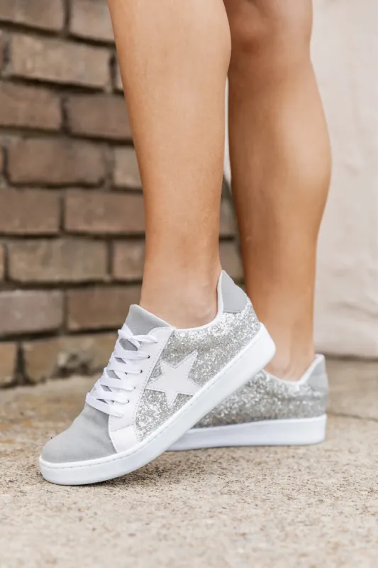 Marley Silver Sparkle Star Sneakers FINAL SALE sold by Pink Lily